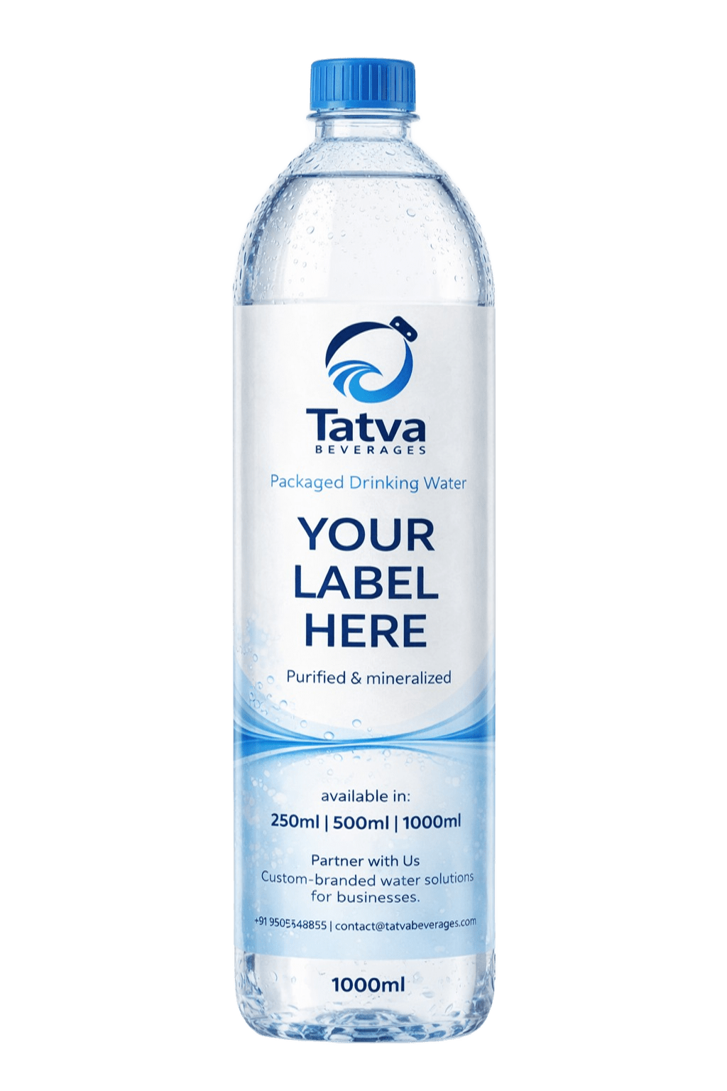 Tatva custom-labeled packaged drinking water bottle